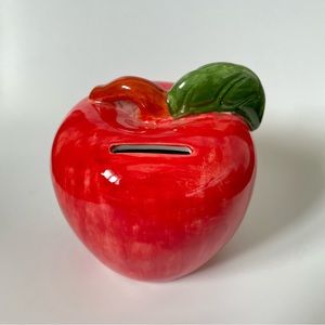 Vintage handmade Ceramic Coin bank Apple shaped piggy bank